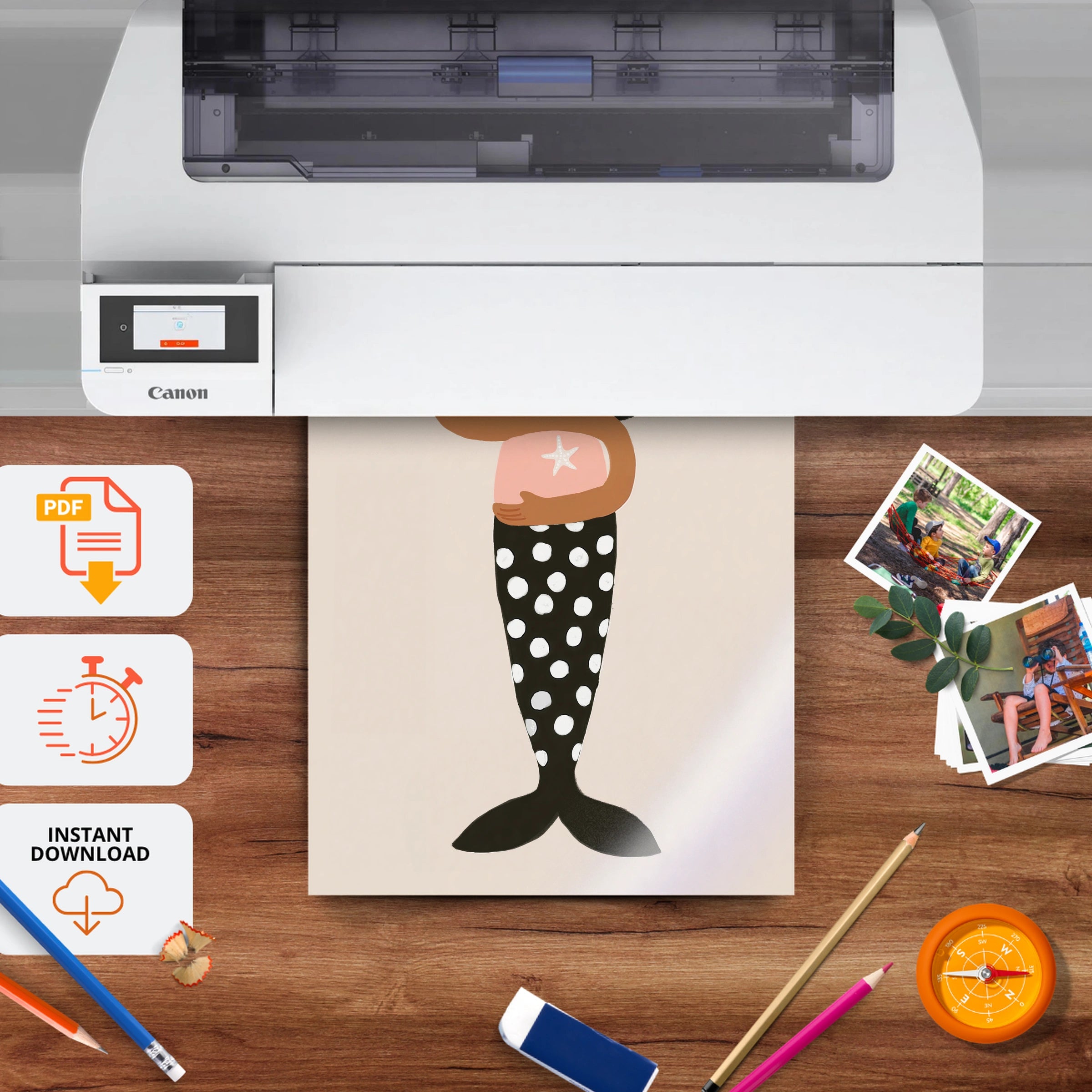 Terracotta Mermaid Nursery Print - printable nursery wall art, instant download to print at home