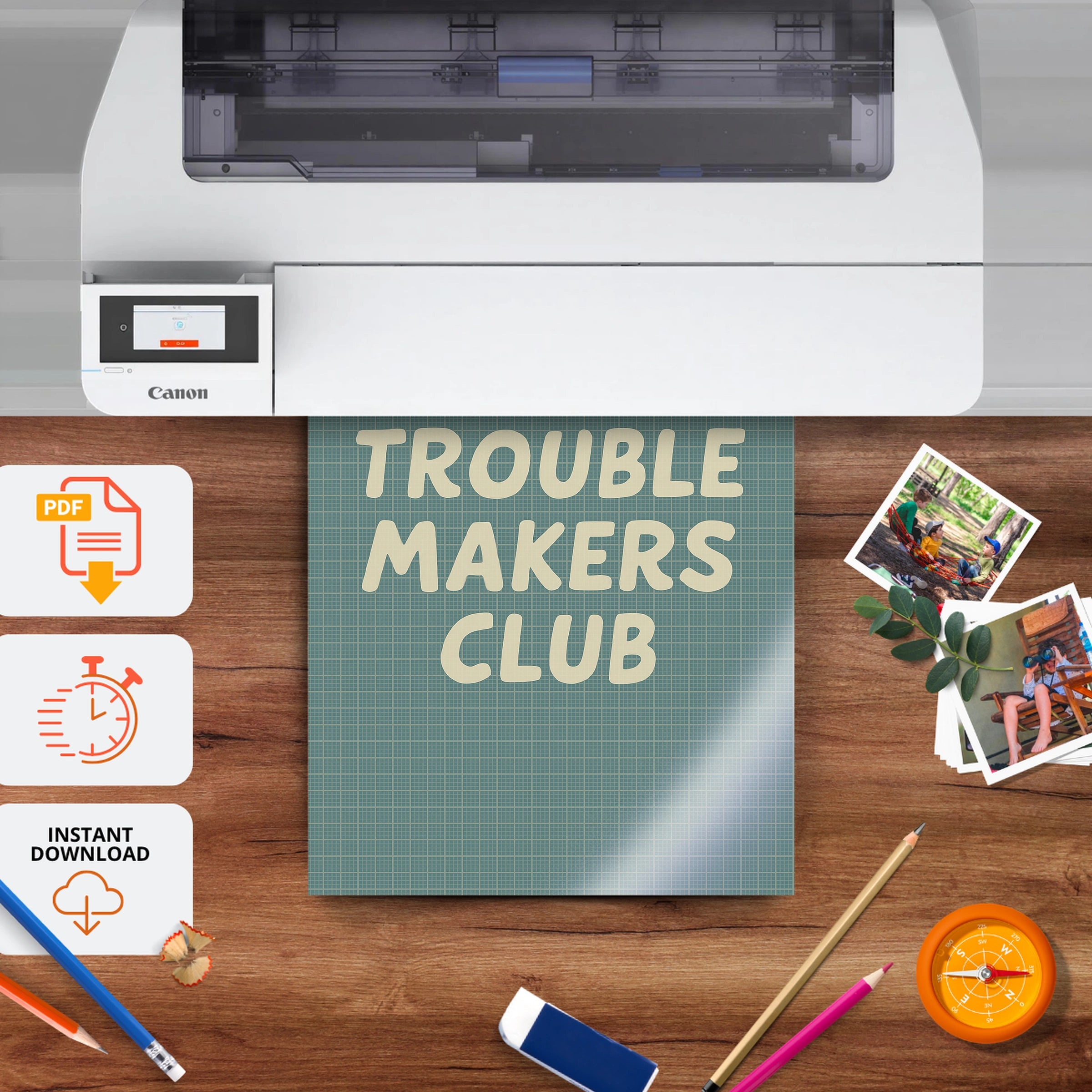 Trouble Makers Club Nursery Print - printable nursery wall art, instant download to print at home