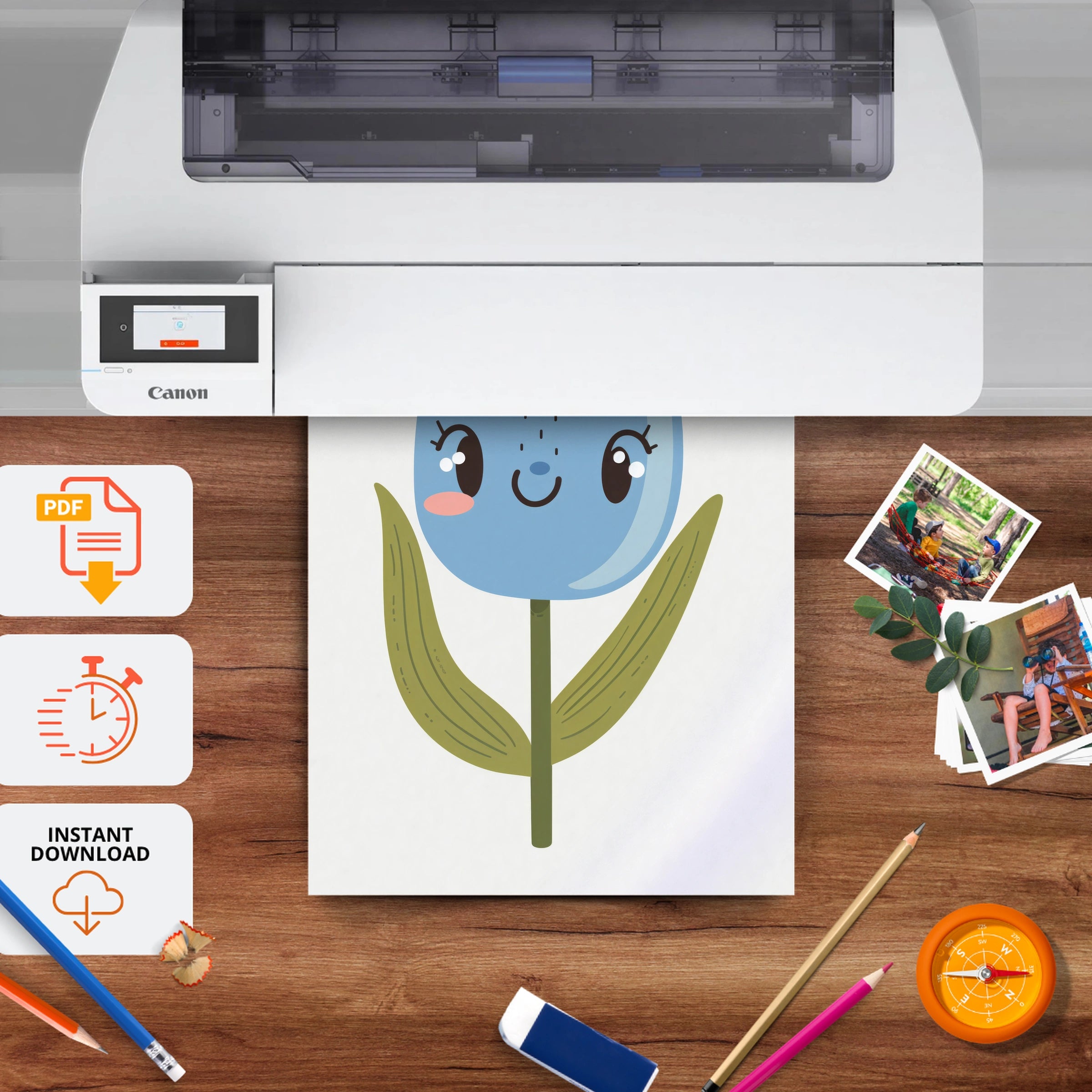 Tulip Face Nursery Print - printable nursery wall art, instant download to print at home