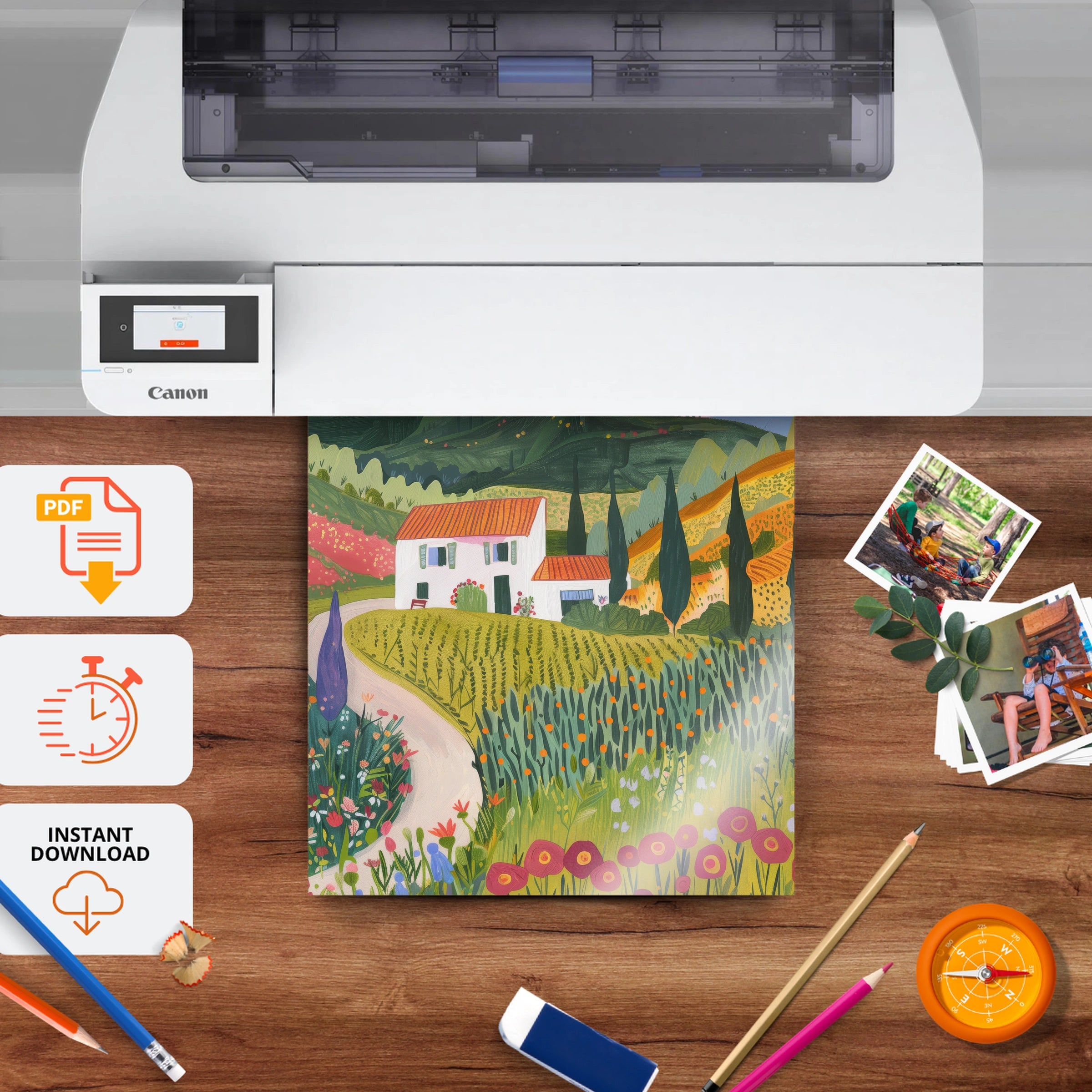 Tuscan Village Nursery Print - printable nursery wall art, instant download to print at home