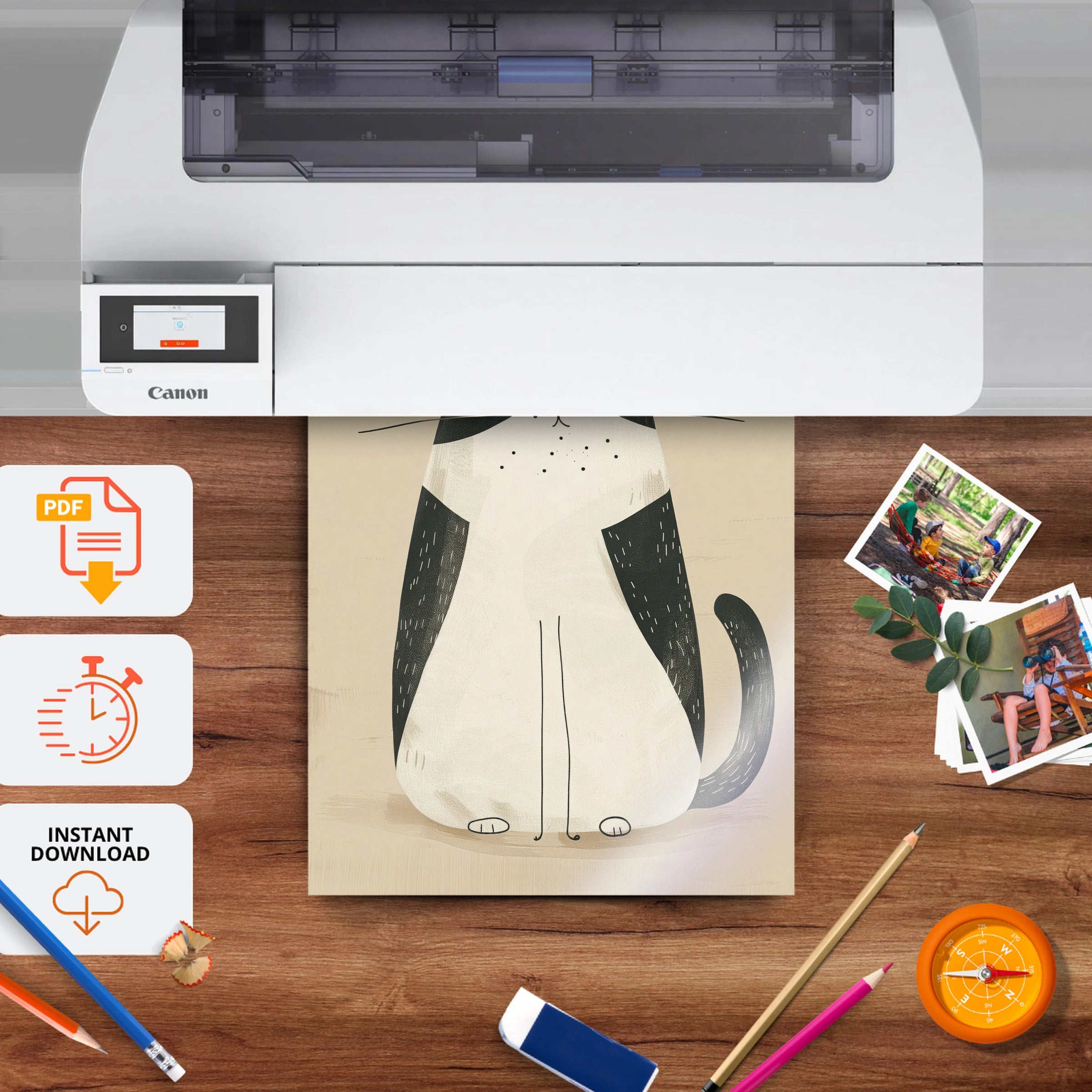 Tuxedo Cat Nursery Print - printable nursery wall art, instant download to print at home