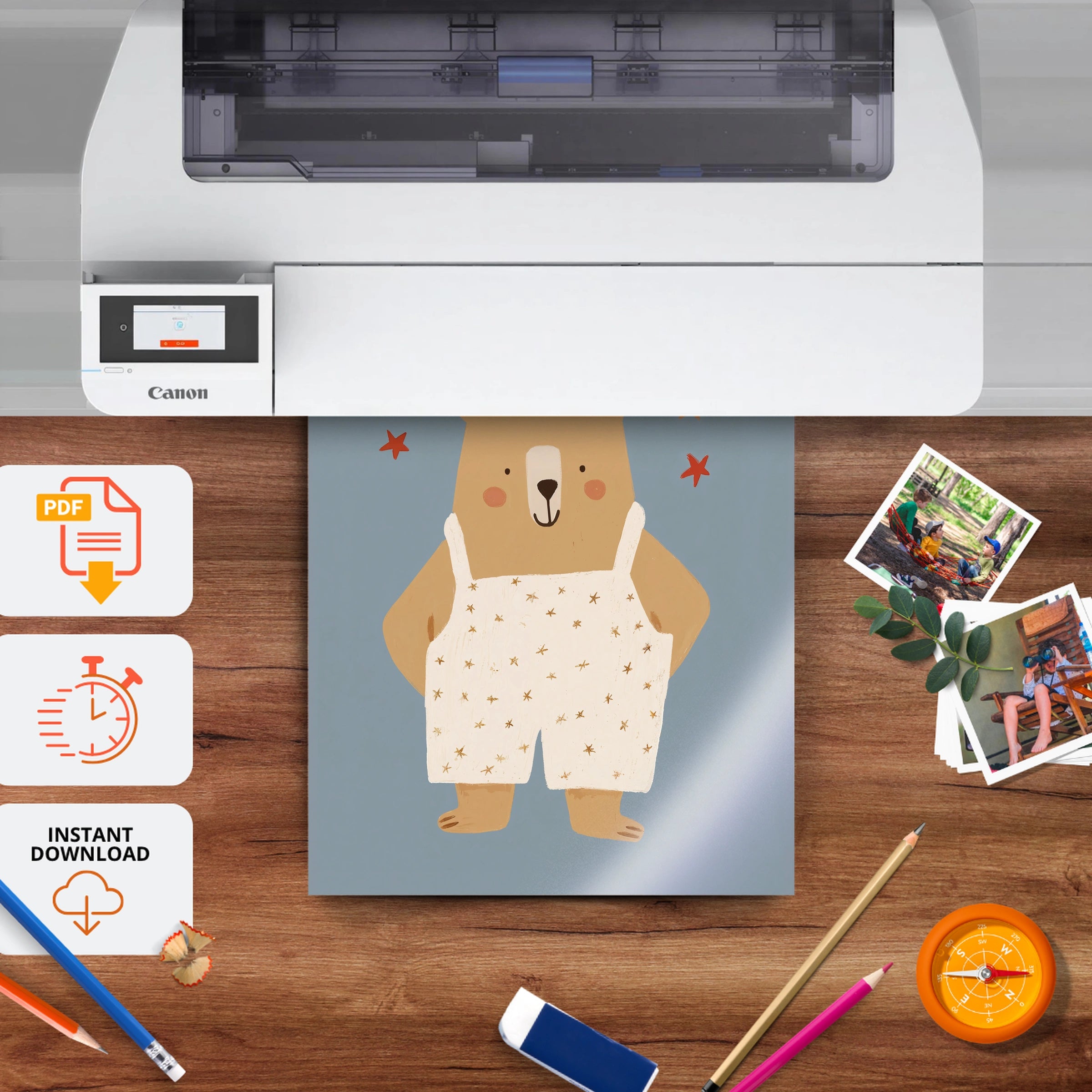 Twinkle Twinkle Bear Nursery Print - printable nursery wall art, instant download to print at home