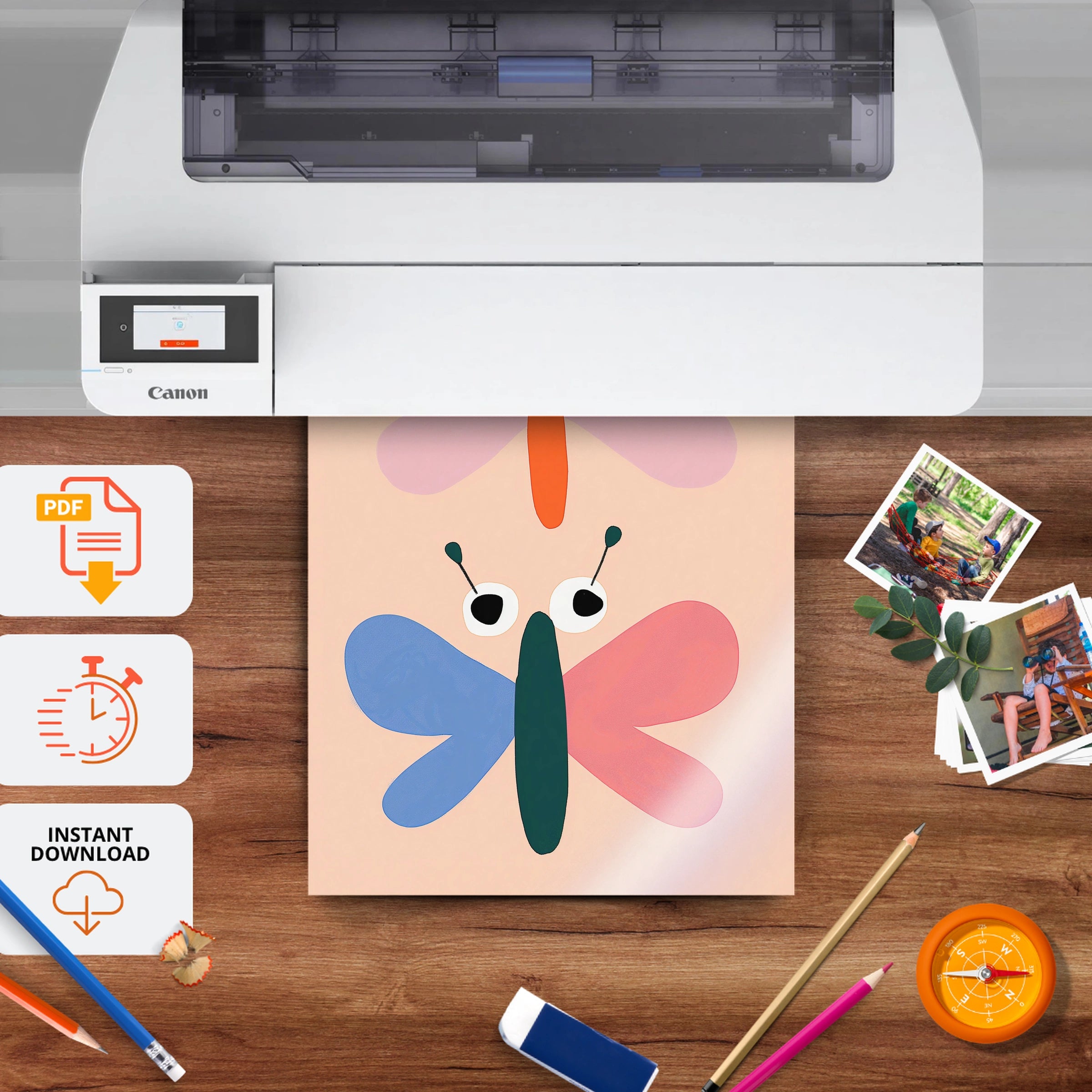 Two Butterflies Nursery Print - printable nursery wall art, instant download to print at home