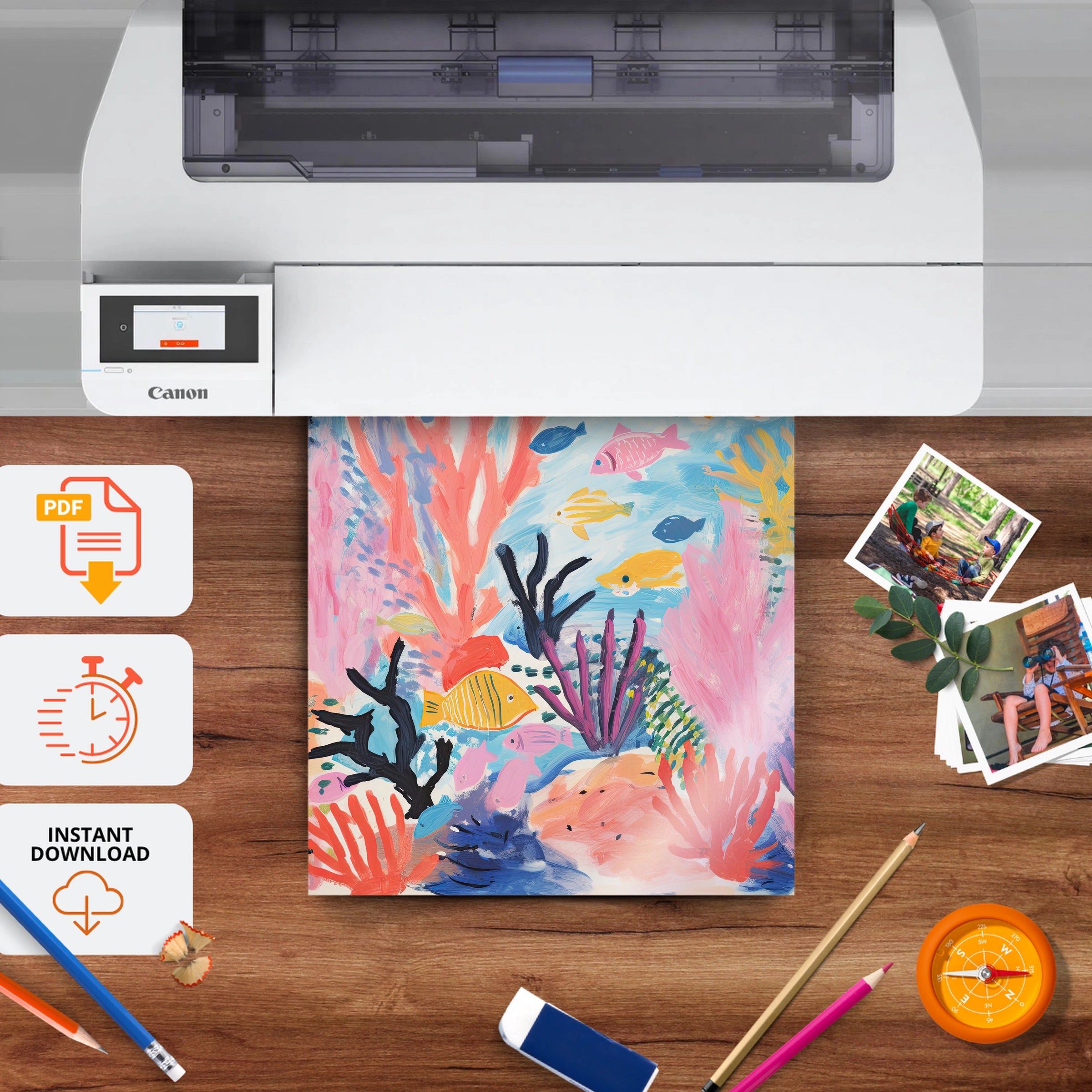 Underwater Reef Nursery Print - printable nursery wall art, instant download to print at home