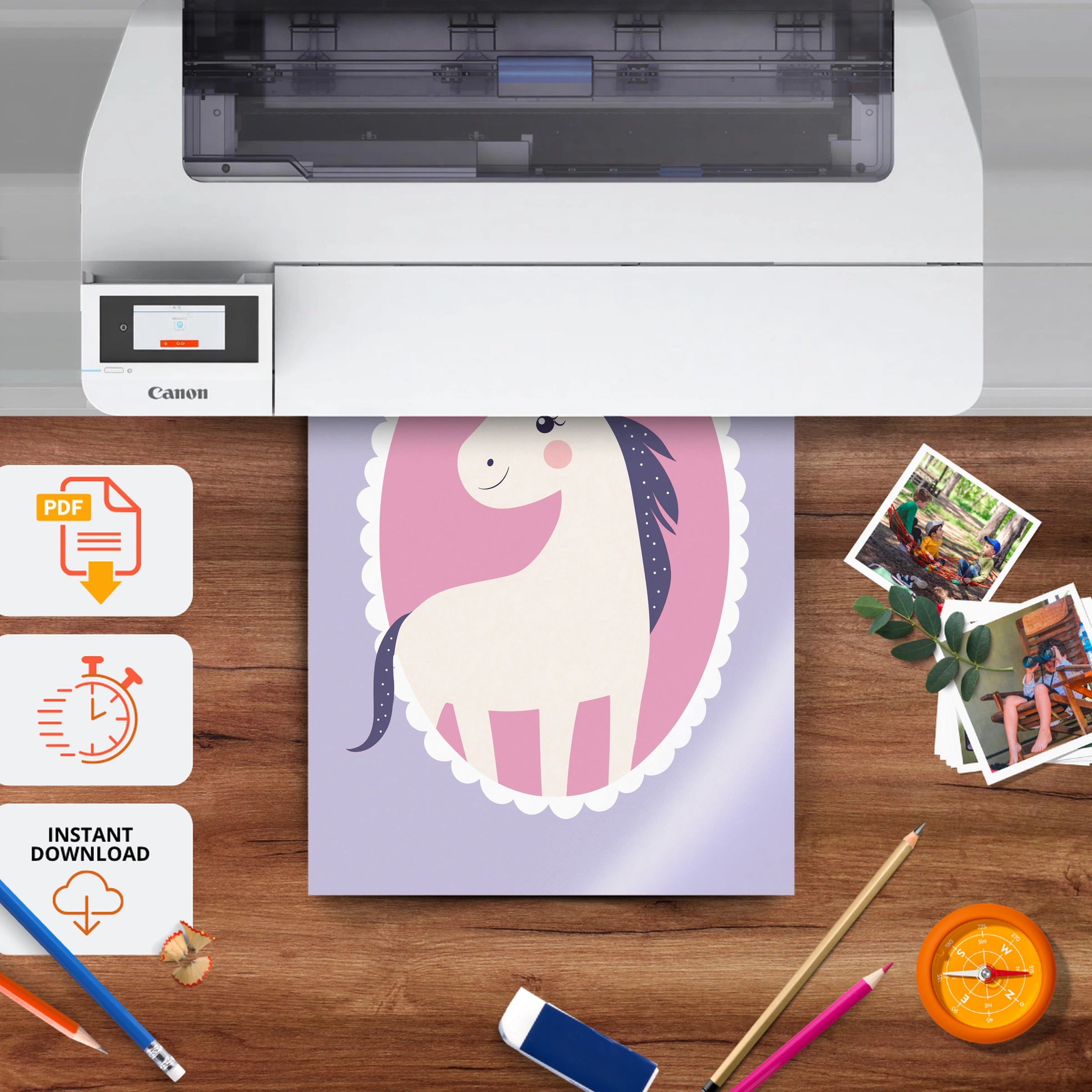 Unicorn Cameo Nursery Print - printable nursery wall art, instant download to print at home