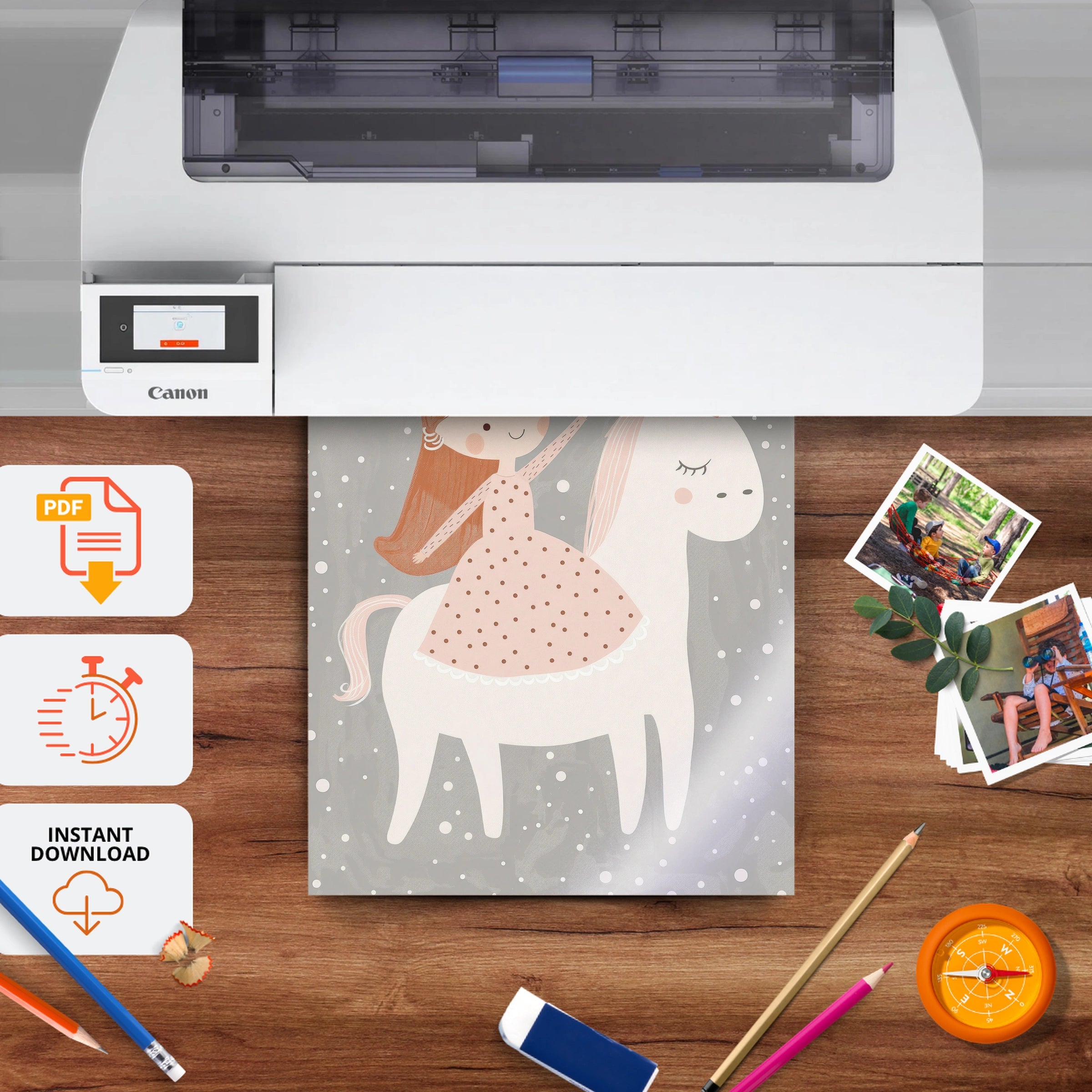 Unicorn Rider Nursery Print - printable nursery wall art, instant download to print at home