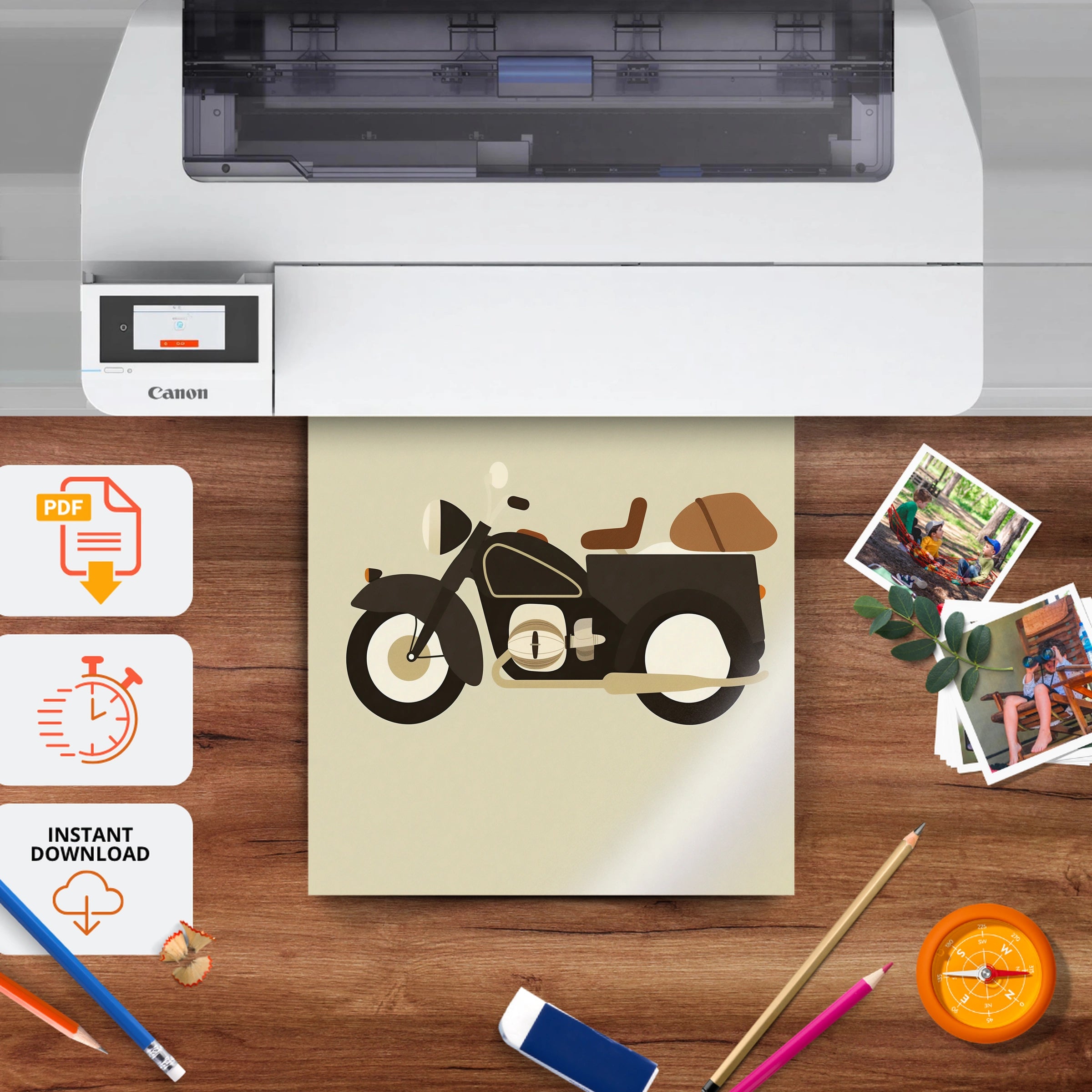 Vintage Motorcycle Nursery Print - printable nursery wall art, instant download to print at home