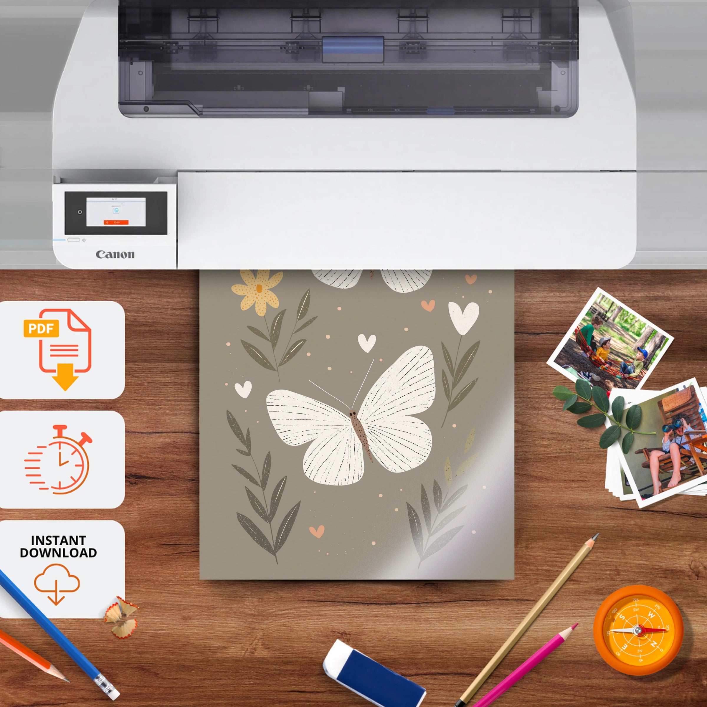 Watercolor Butterflies Nursery Print - printable nursery wall art, instant download to print at home