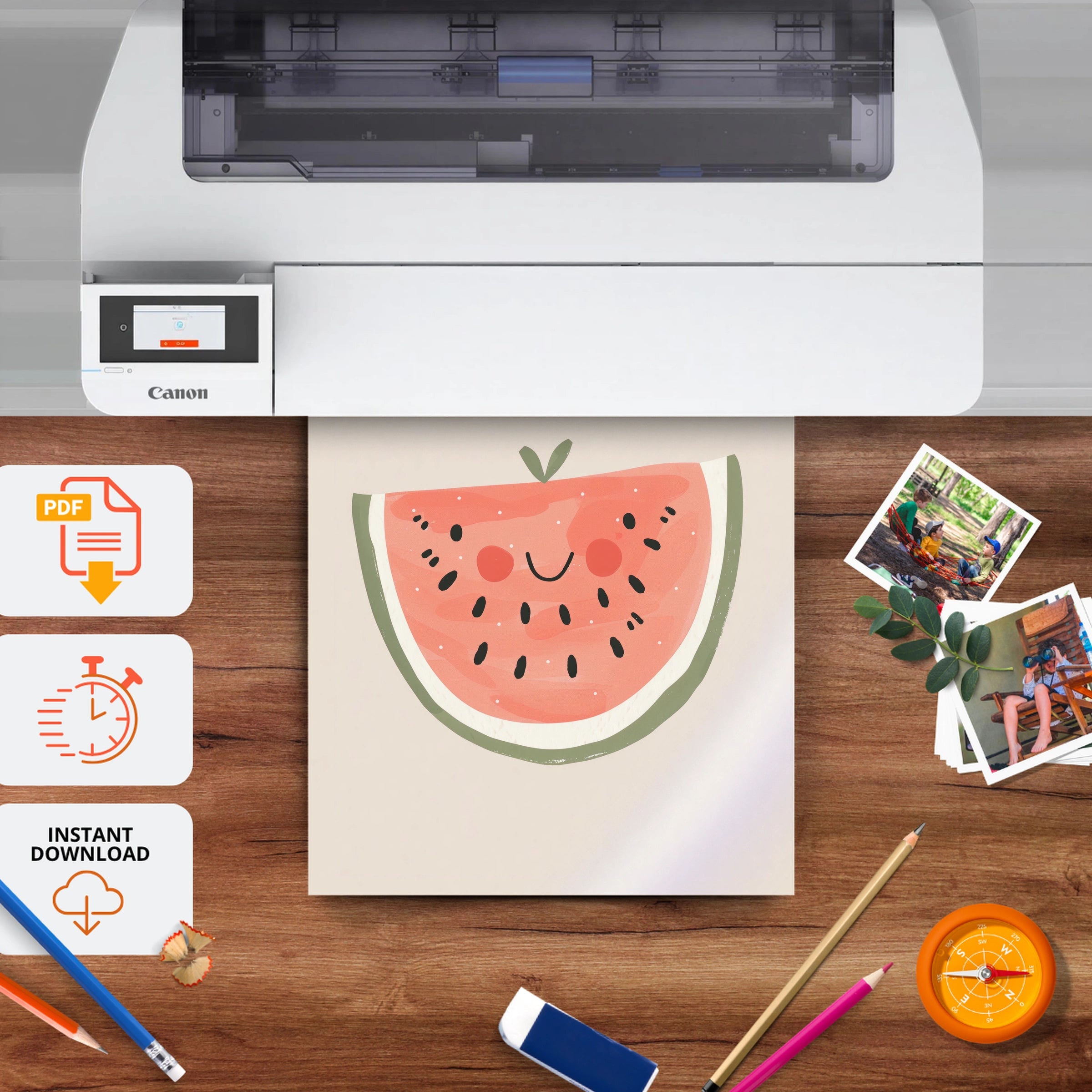 Watermelon Slice Nursery Print - printable nursery wall art, instant download to print at home