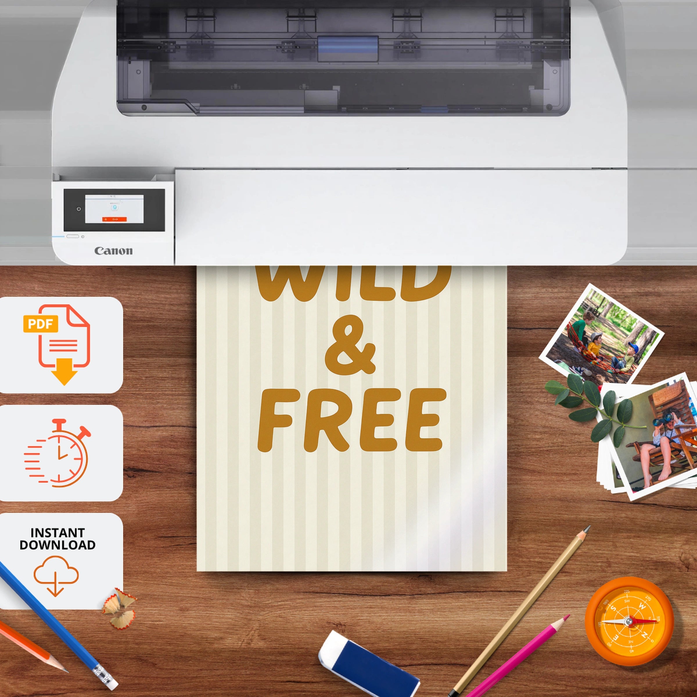 Wild and Free Nursery Print - printable nursery wall art, instant download to print at home