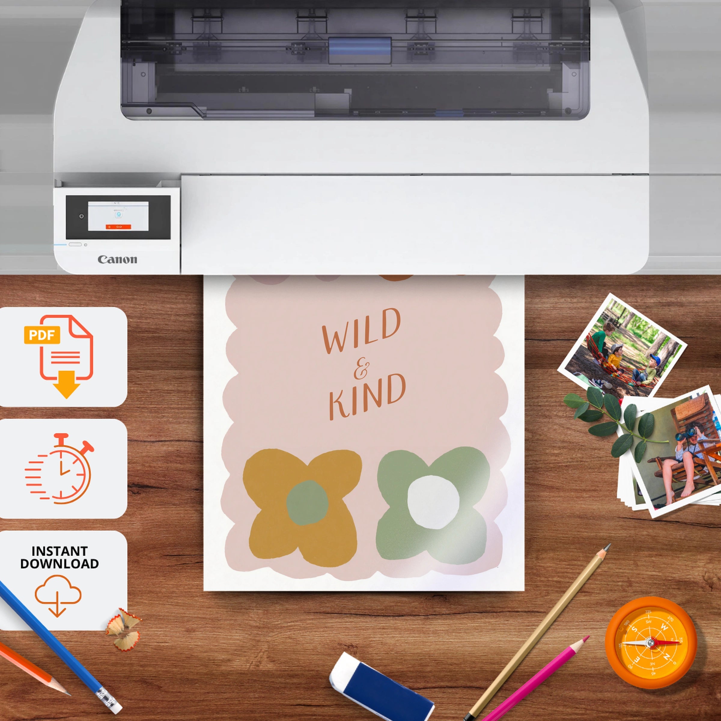 Wild and Kind Nursery Print - printable nursery wall art, instant download to print at home