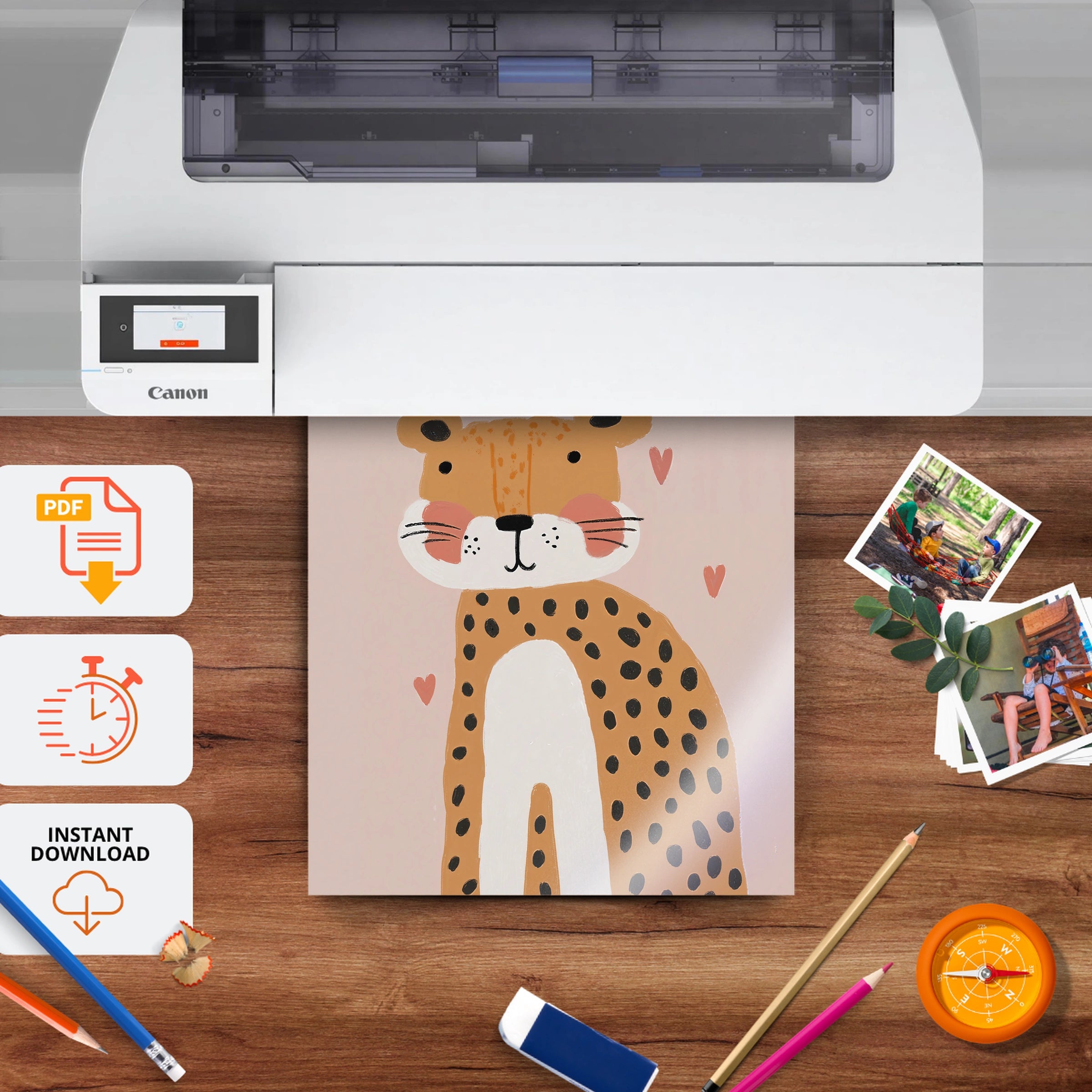 Wild Love Cheetah Nursery Print - printable nursery wall art, instant download to print at home