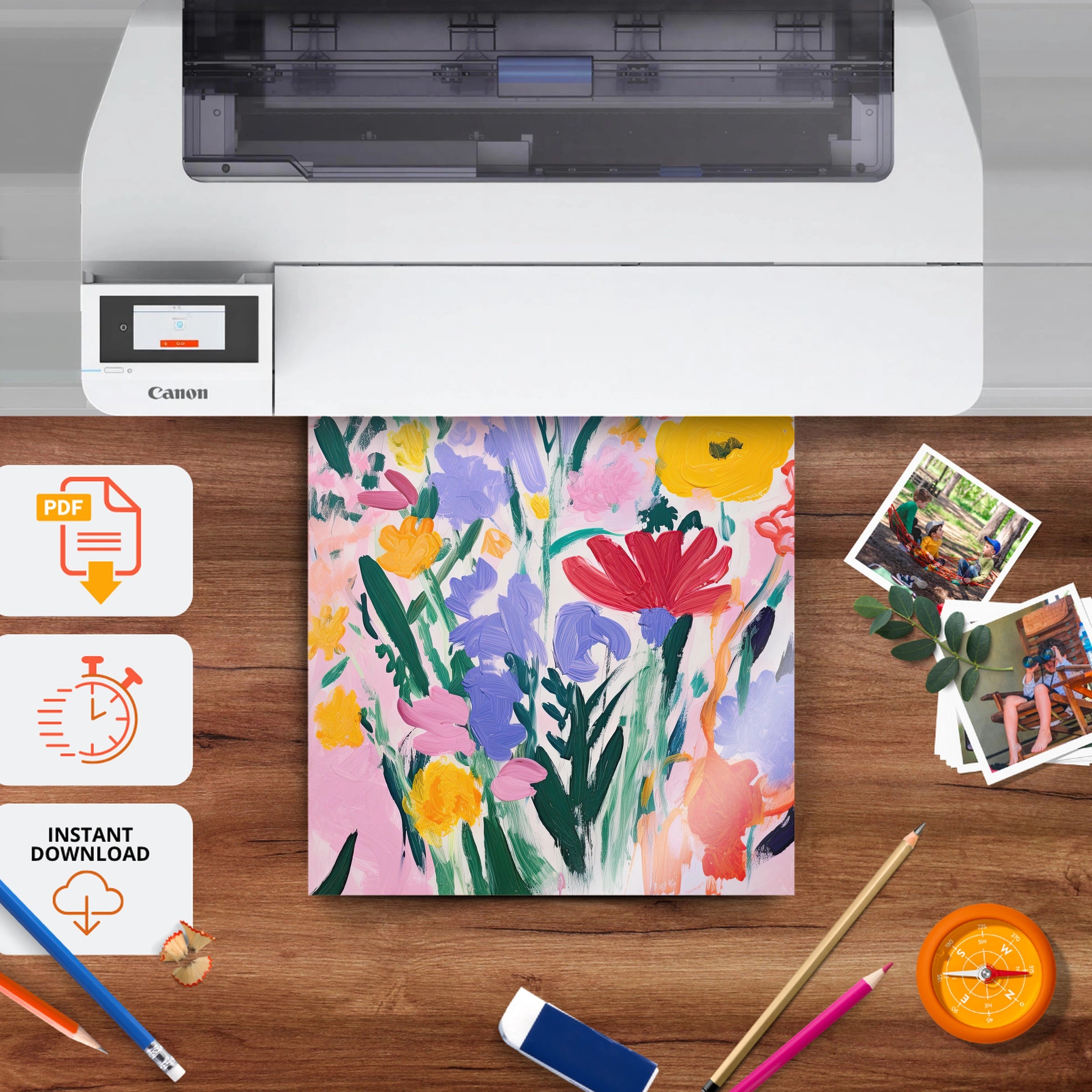 Wildflower Bouquet Nursery Print - printable nursery wall art, instant download to print at home