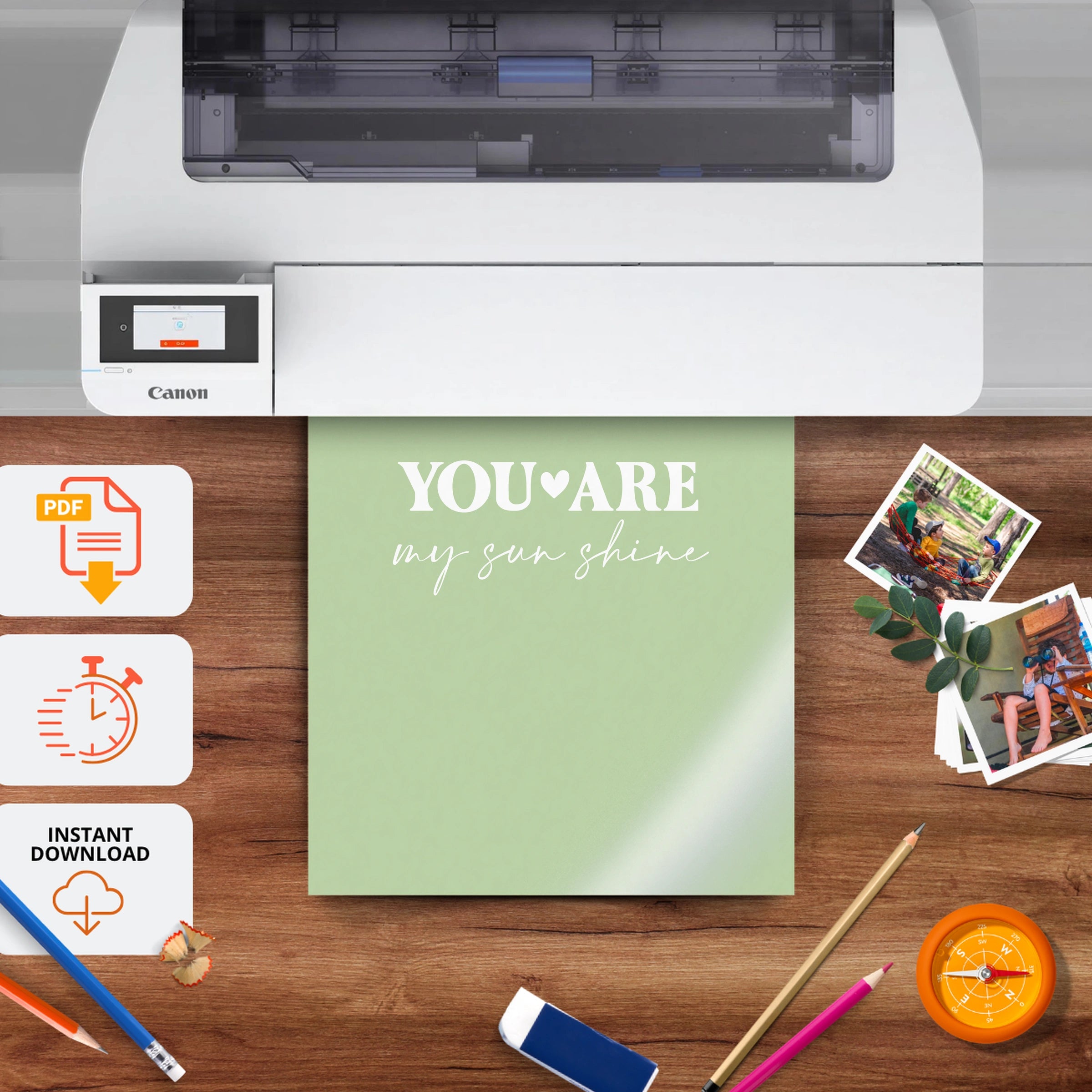 You Are My Sunshine Green Nursery Print - printable nursery wall art, instant download to print at home