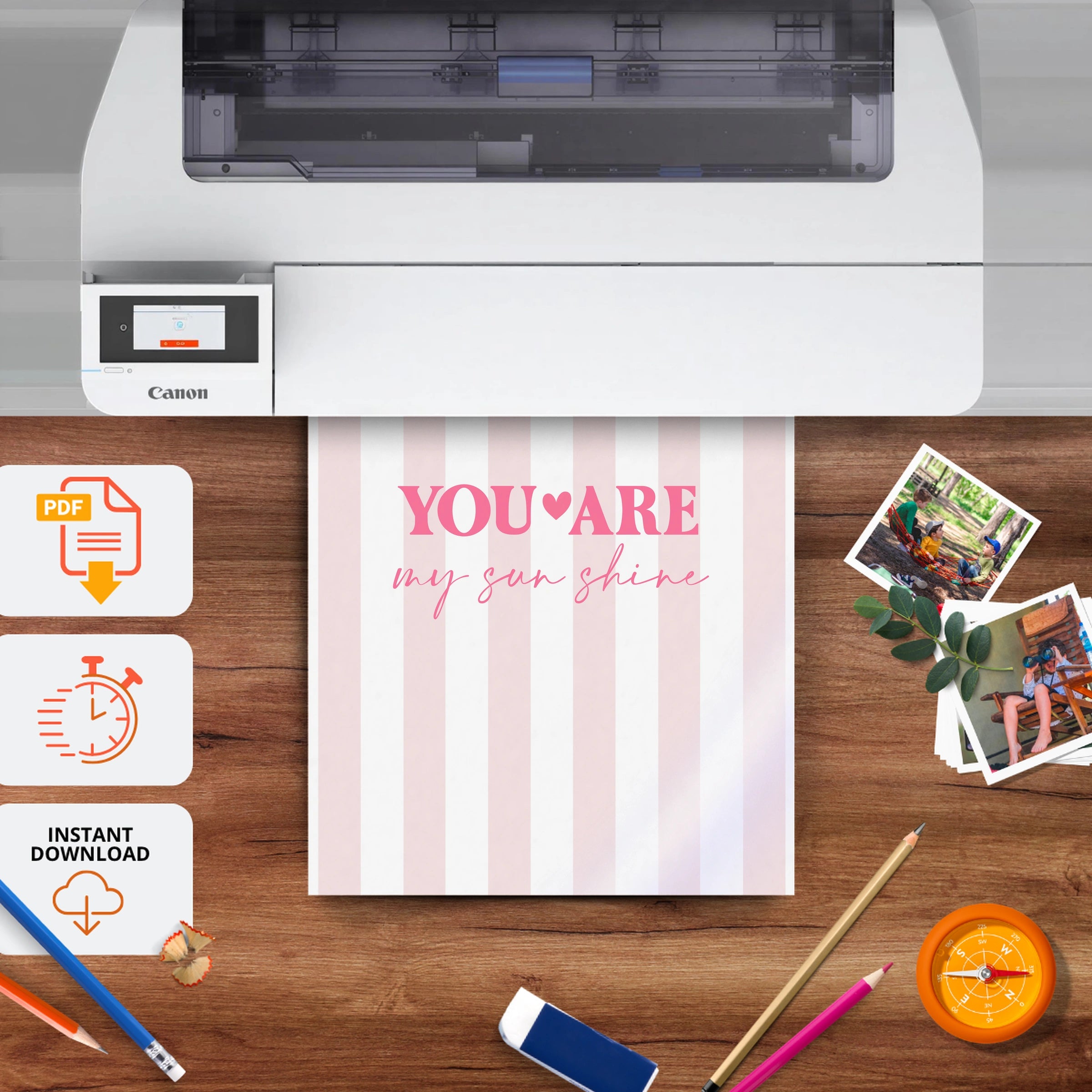 You Are My Sunshine Pink Nursery Print - printable nursery wall art, instant download to print at home