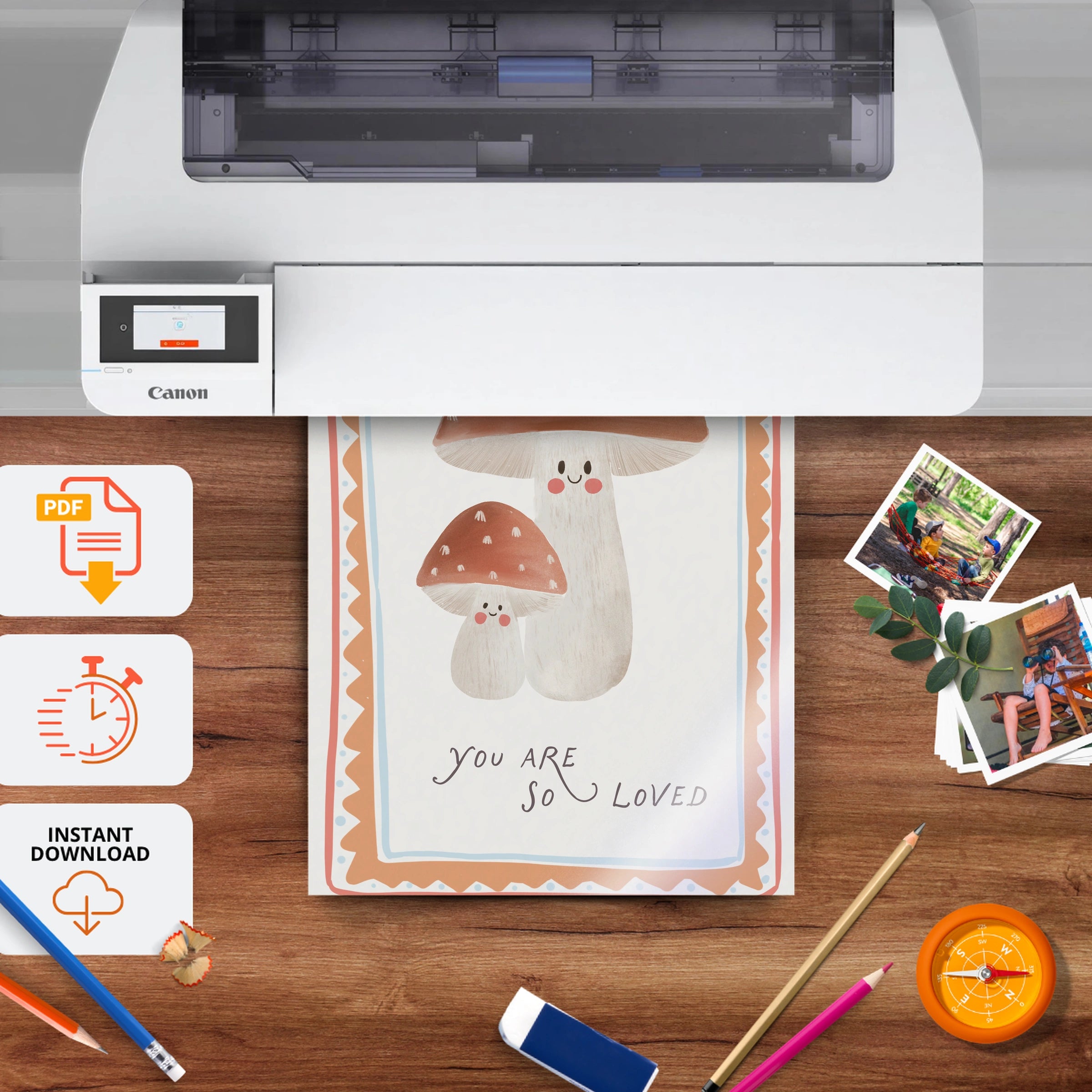 You Are So Loved Toadstool Nursery Print - printable nursery wall art, instant download to print at home