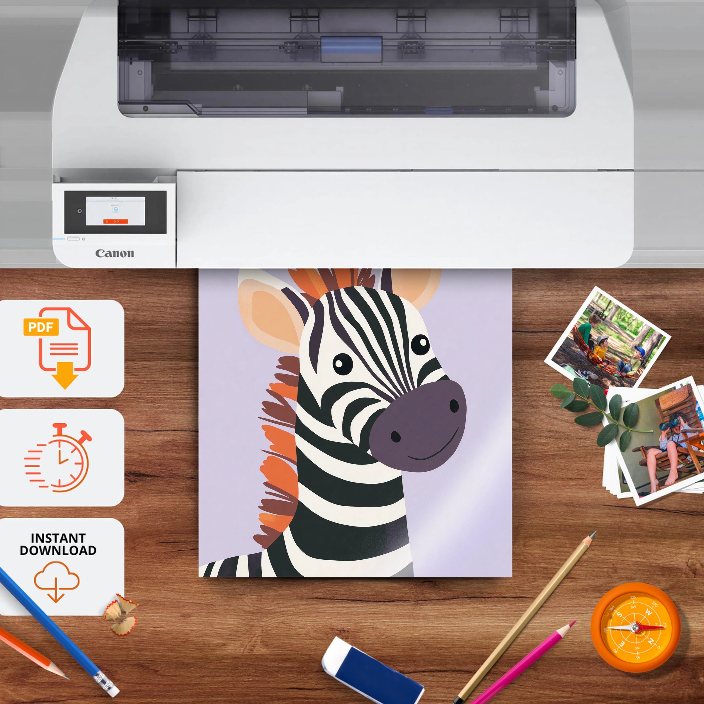 Zebra Foal Nursery Print - printable nursery wall art, instant download to print at home