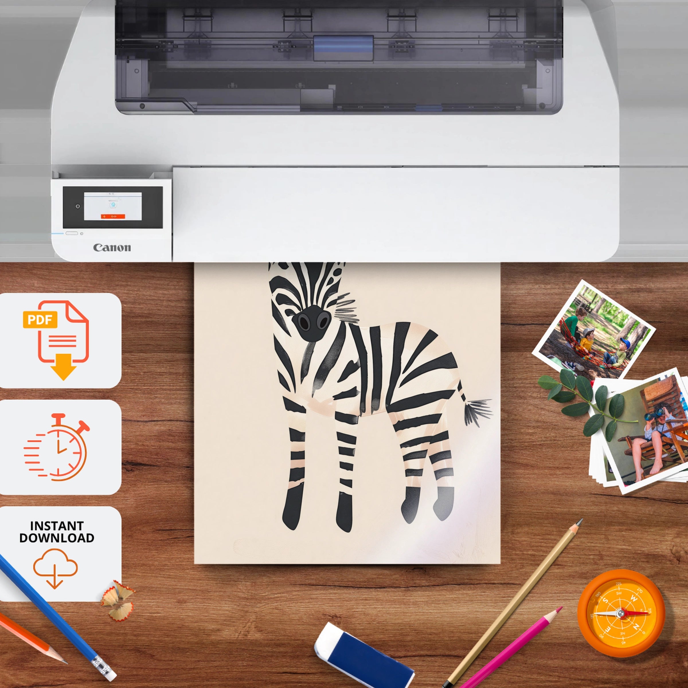 Zebra Nursery Print - printable nursery wall art, instant download to print at home