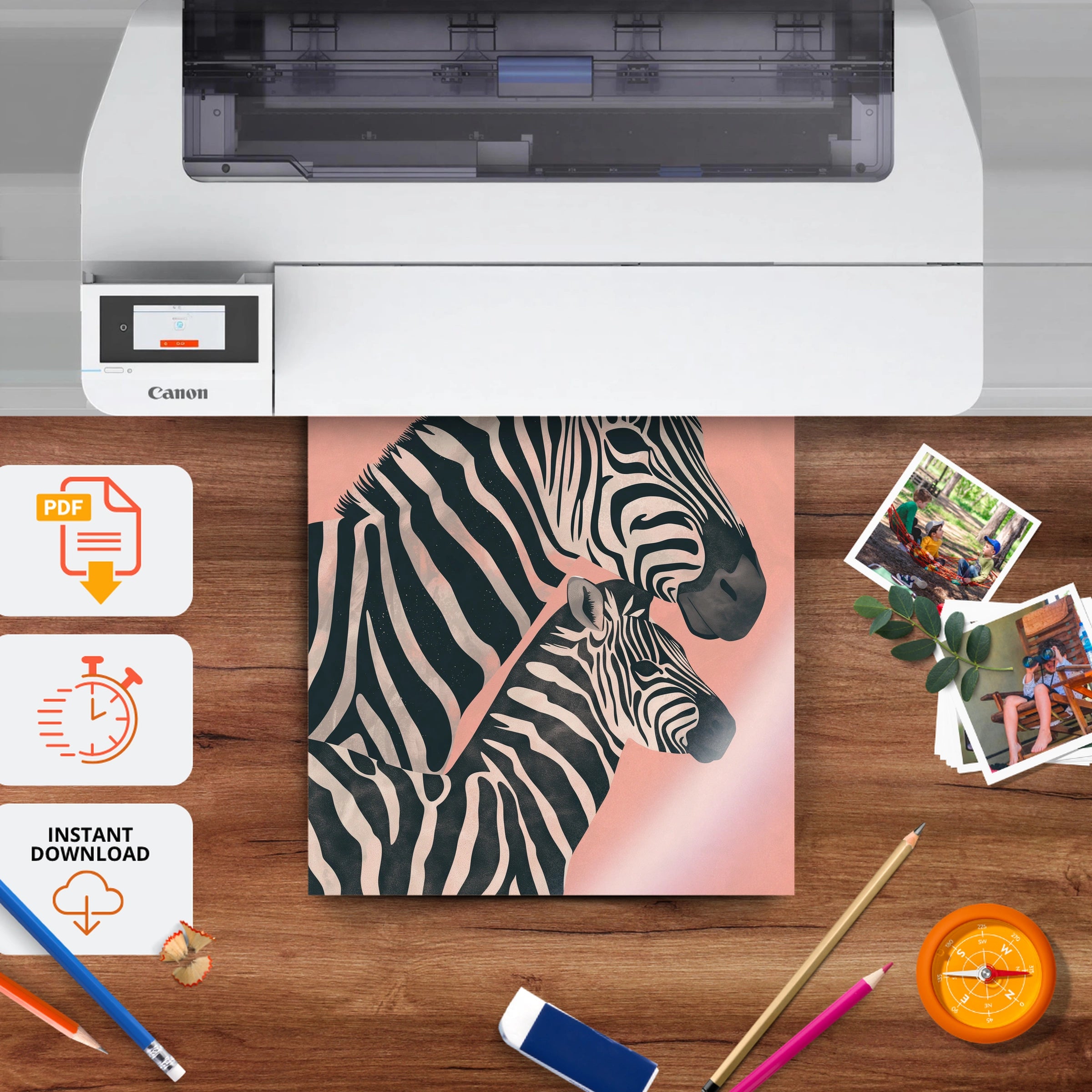 Zebras Nursery Print - printable nursery wall art, instant download to print at home